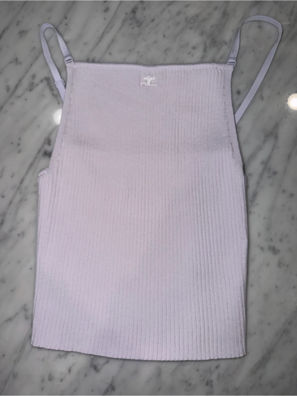 Courrèges Lilac Ribbed Logo Tank Top